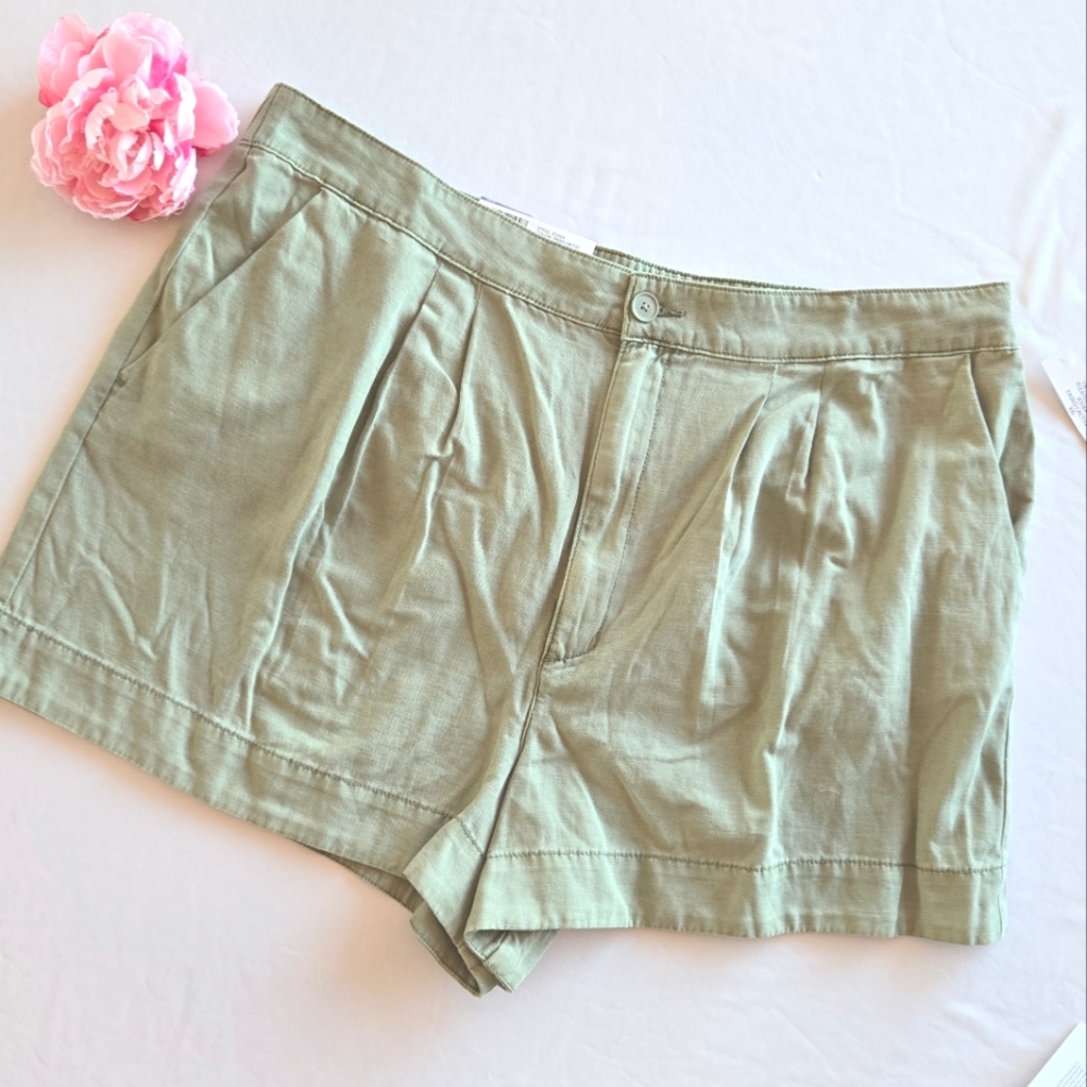🏷️Anthropologie JOIE Pleated Short High Waist Faded Cactus XXL